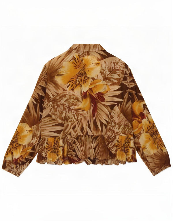Vintage Womens 5 Button Blazer Jacket UK 16 Large Brown Floral