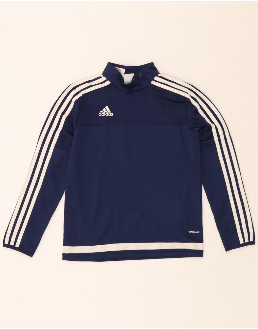 ADIDAS Boys Climacool Zip Neck Pullover Tracksuit Top 9-10 Years Navy Blue Vintage Adidas and Second-Hand Adidas from Messina Hembry 