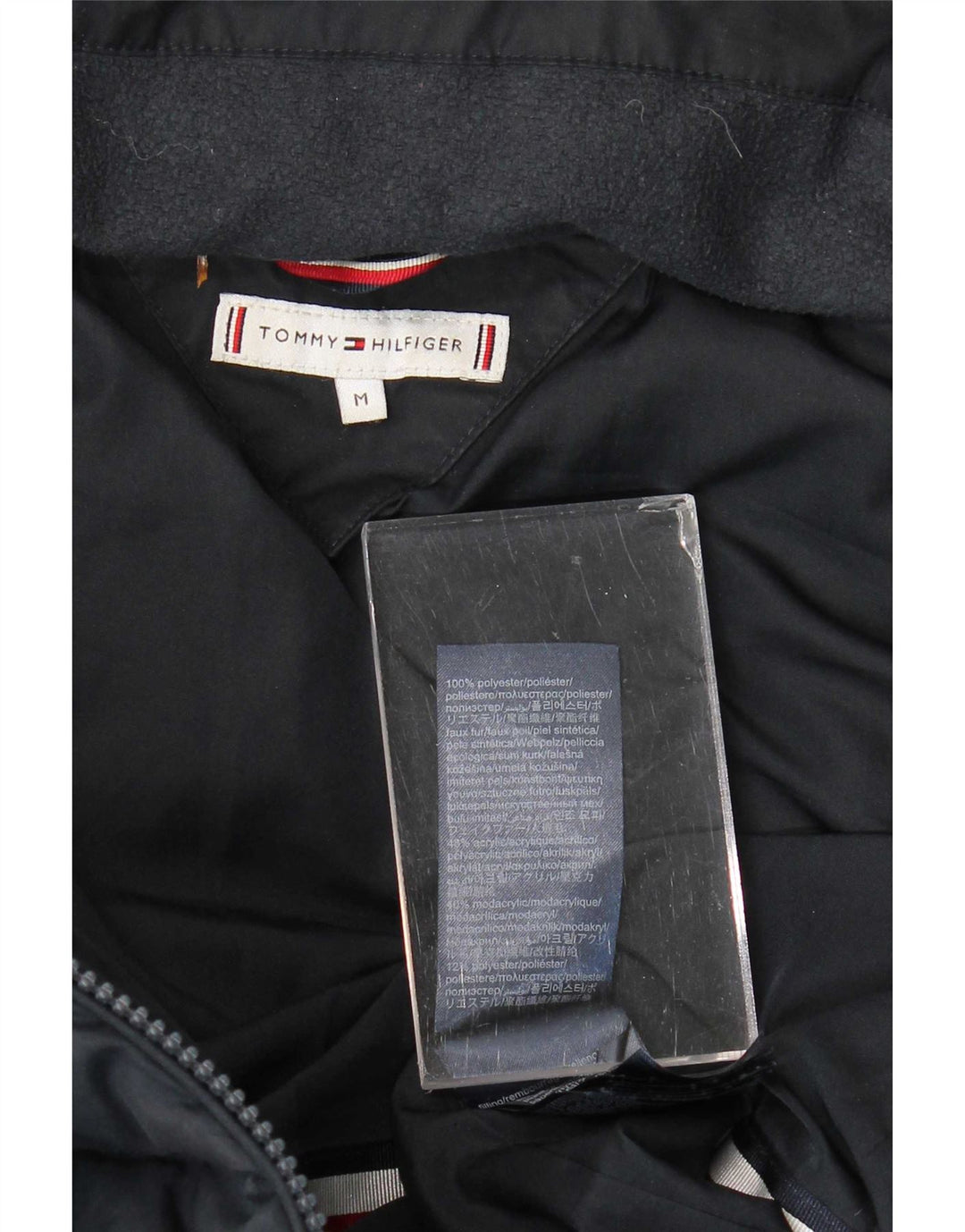 Tommy Hilfiger Womens Hooded Padded Coat UK 14 Medium Navy Blue Polyester