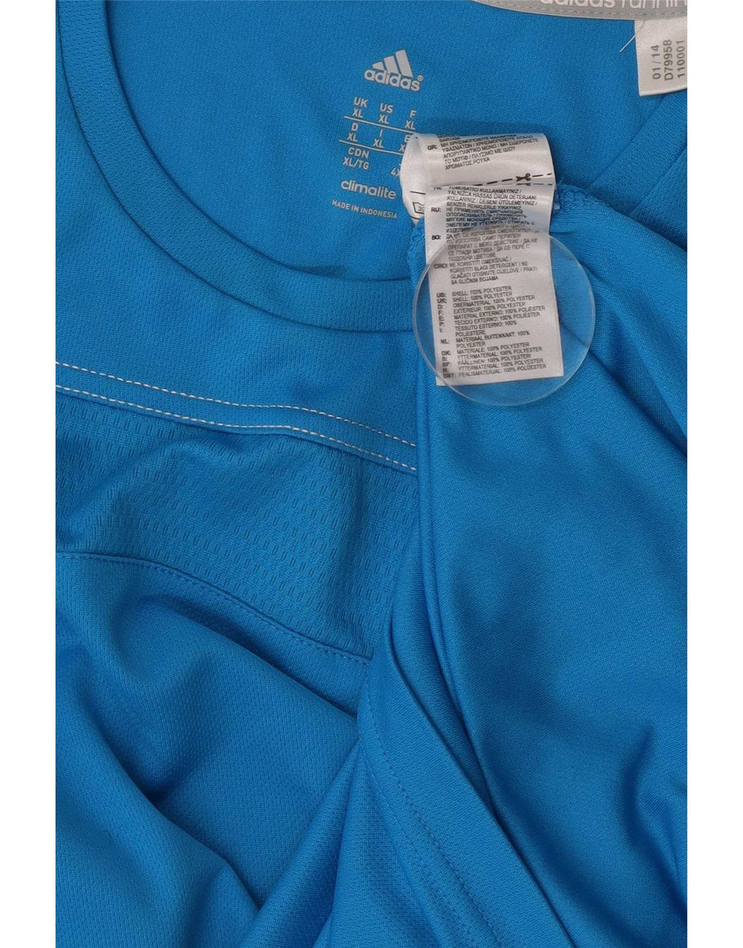 Adidas Uomo Climalite Top Manica Lunga XL Blu Poliestere