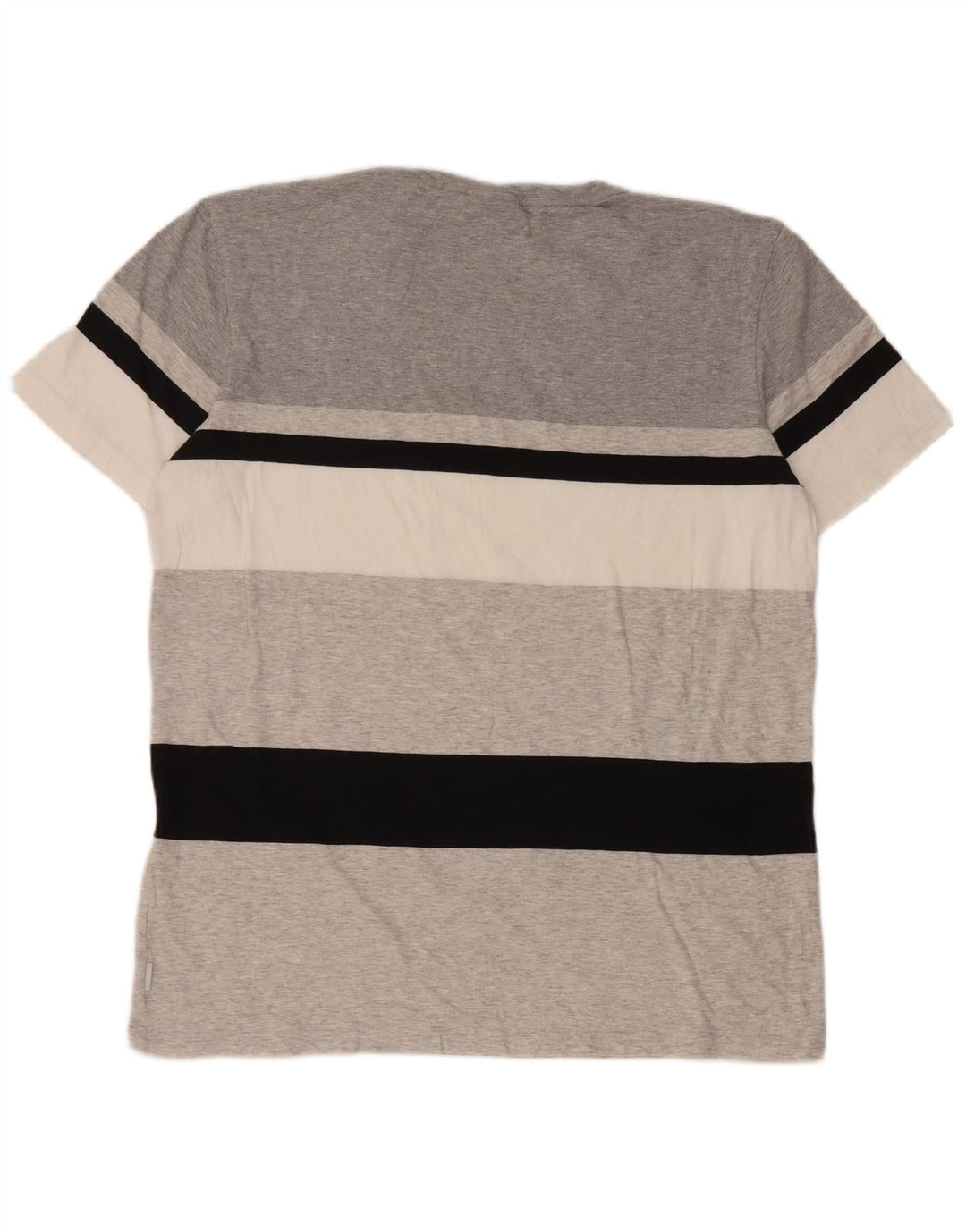 Adidas Mens T-Shirt Top Large Grey Striped Cotton