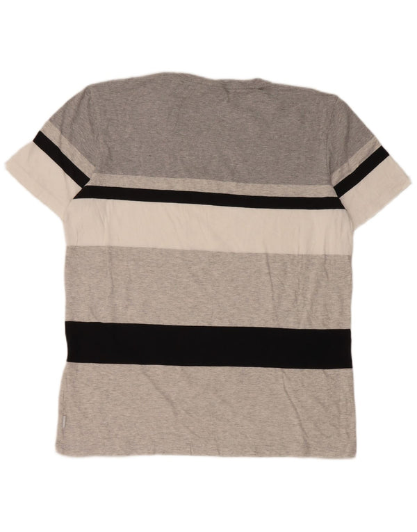 Adidas T-Shirt Homme Haut Grand Coton Rayé Gris