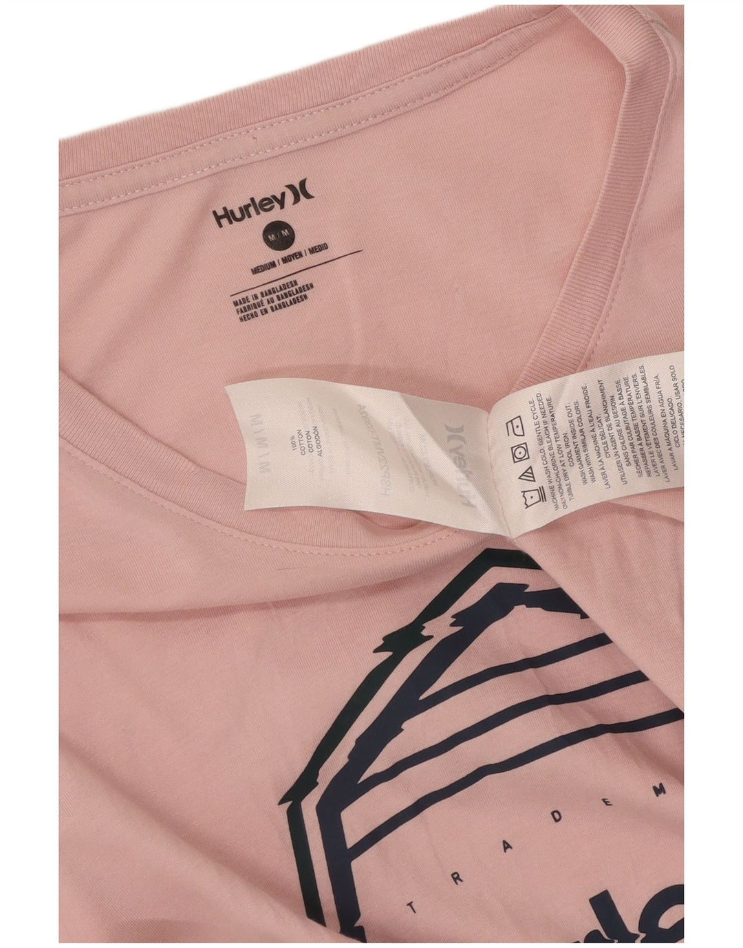 Hurley Mens Graphic T-Shirt Top Medium Pink Cotton