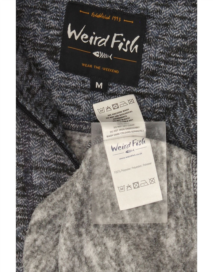 Weird Fish Mens Zip Neck Sweatshirt Jumper Medium Blue Flecked Polyester