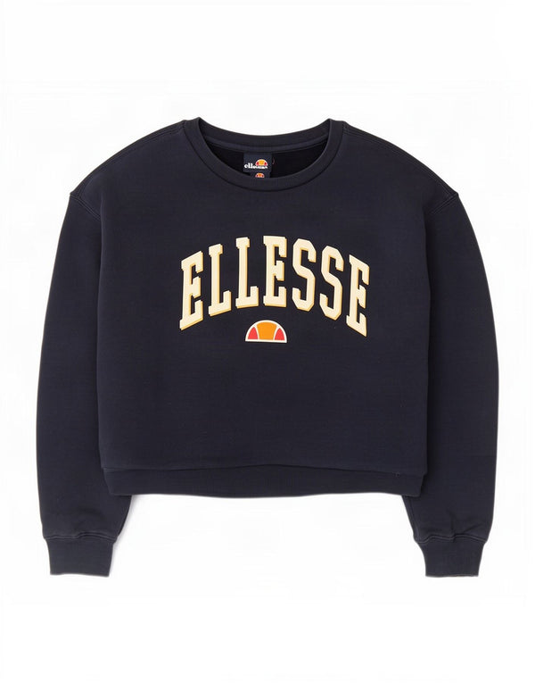 Ellesse Womens Crop Graphic Sweatshirt Jumper UK 12 Medium Navy Blue