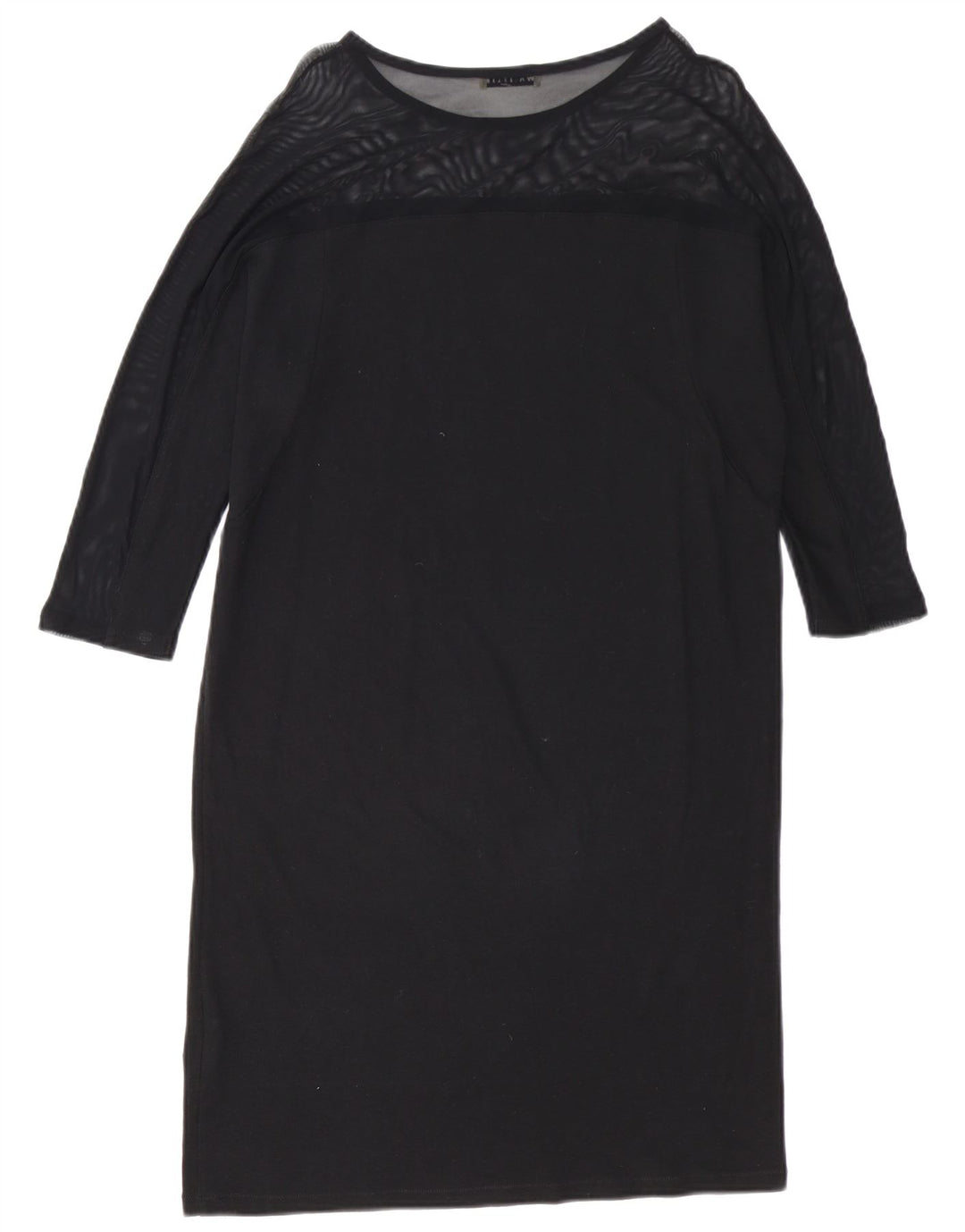 Whistle Womens Long Sleeve Shift Dress UK 8 Small Black Cotton