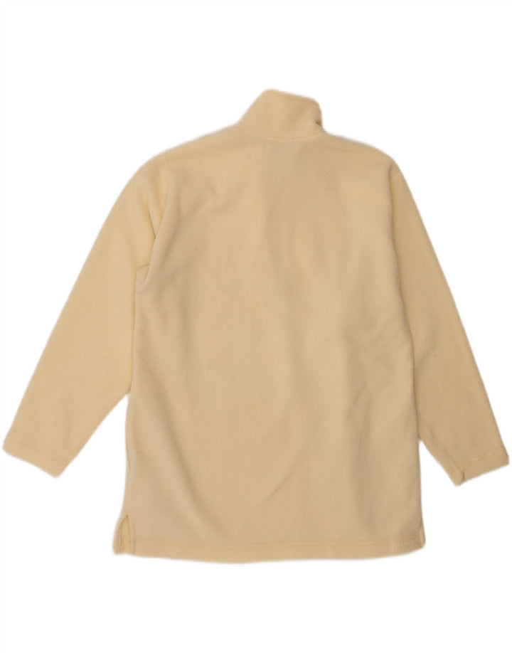 VINTAGE Mens Zip Neck Fleece Jumper Medium Off White
