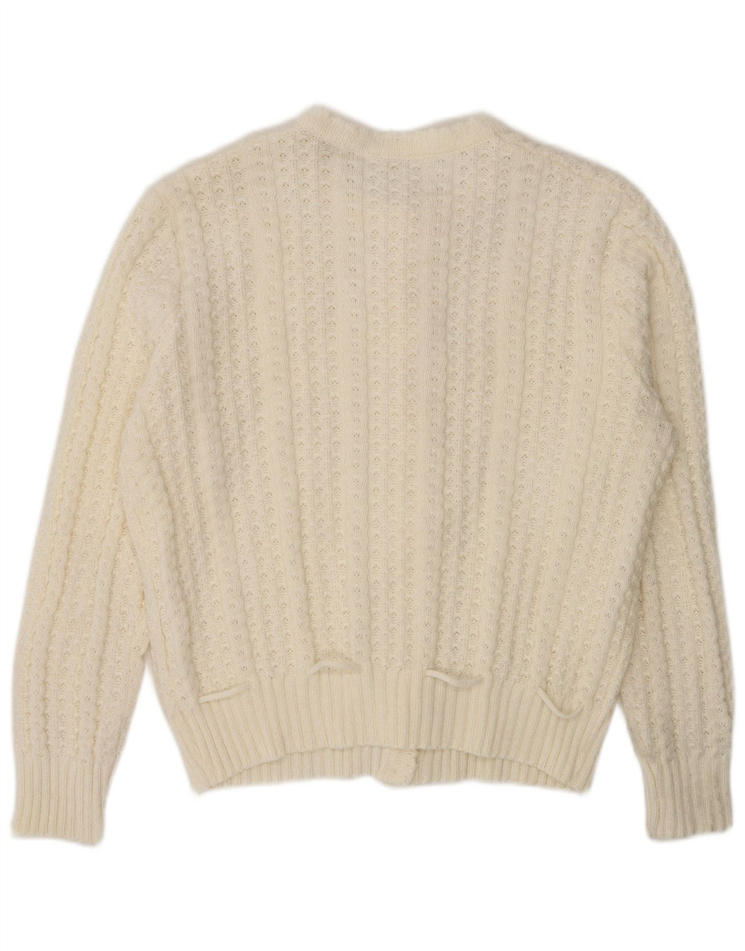 Vintage Womens Cardigan Sweater UK 16 Large White Polyacrylic