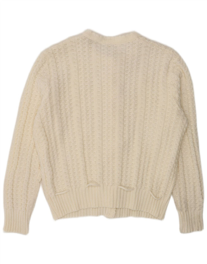 Vintage Womens Cardigan Sweater UK 16 Large White Polyacrylic