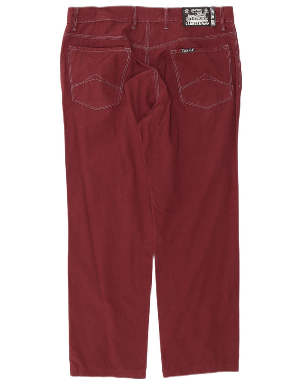 Carrera Mens Straight Casual Trousers W34 L28 Burgundy Cotton