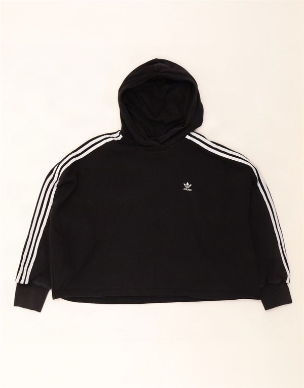 Adidas ženski kratki džemper s kapuljačom UK 24/26 2XL crni pamuk