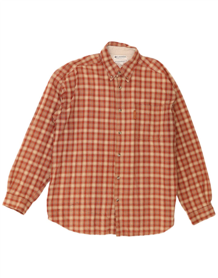 Columbia Mens Flannel Shirt XL Orange Check Cotton