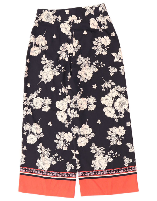 Oasis Womens Cropped Bukser med brede ben UK 8 Small W28 L23 Navy Blue Floral