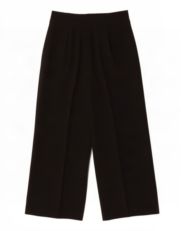 Zara Kvinder Højtaljede Brede Ben Cropped Bukser Large W30 L26 Sort