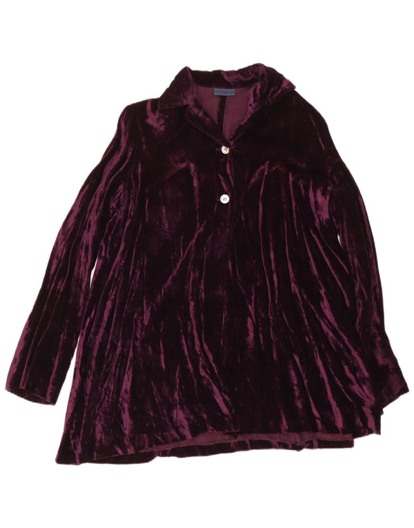 Vintage Damen Langarm-Samt-Tunikakleid UK 12 Medium Purple