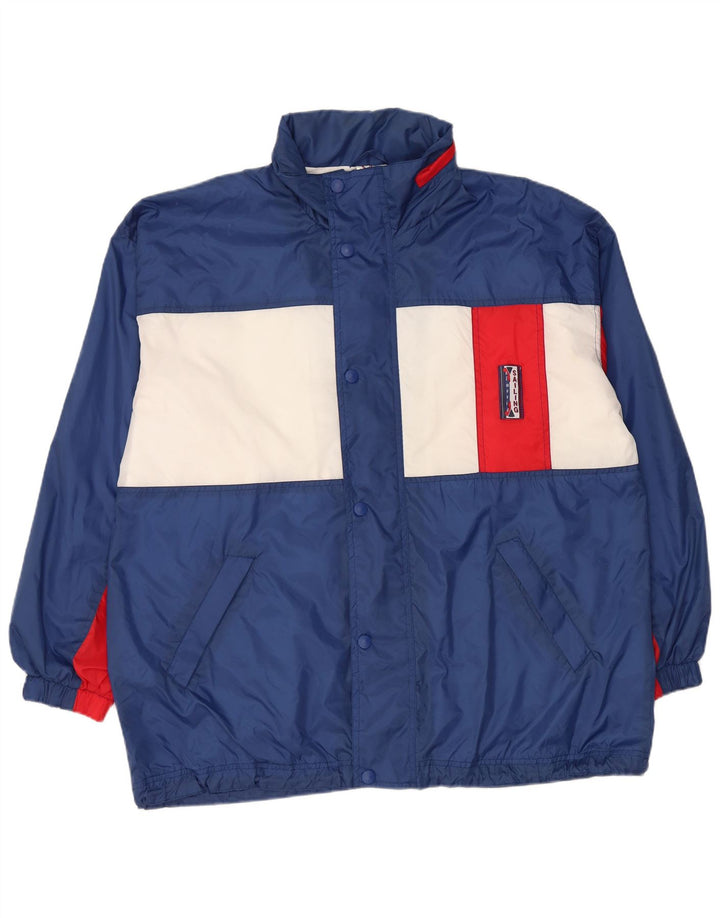 MARCEL CLAIR Mens Hooded Rain Jacket UK 40 Large Blue Colourblock