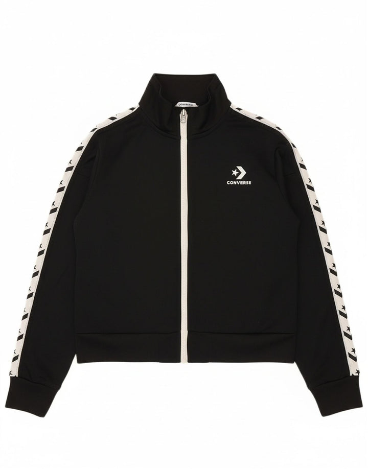 CONVERSE Girls Graphic Tracksuit Top Jacket 12-13 Years Large  Black