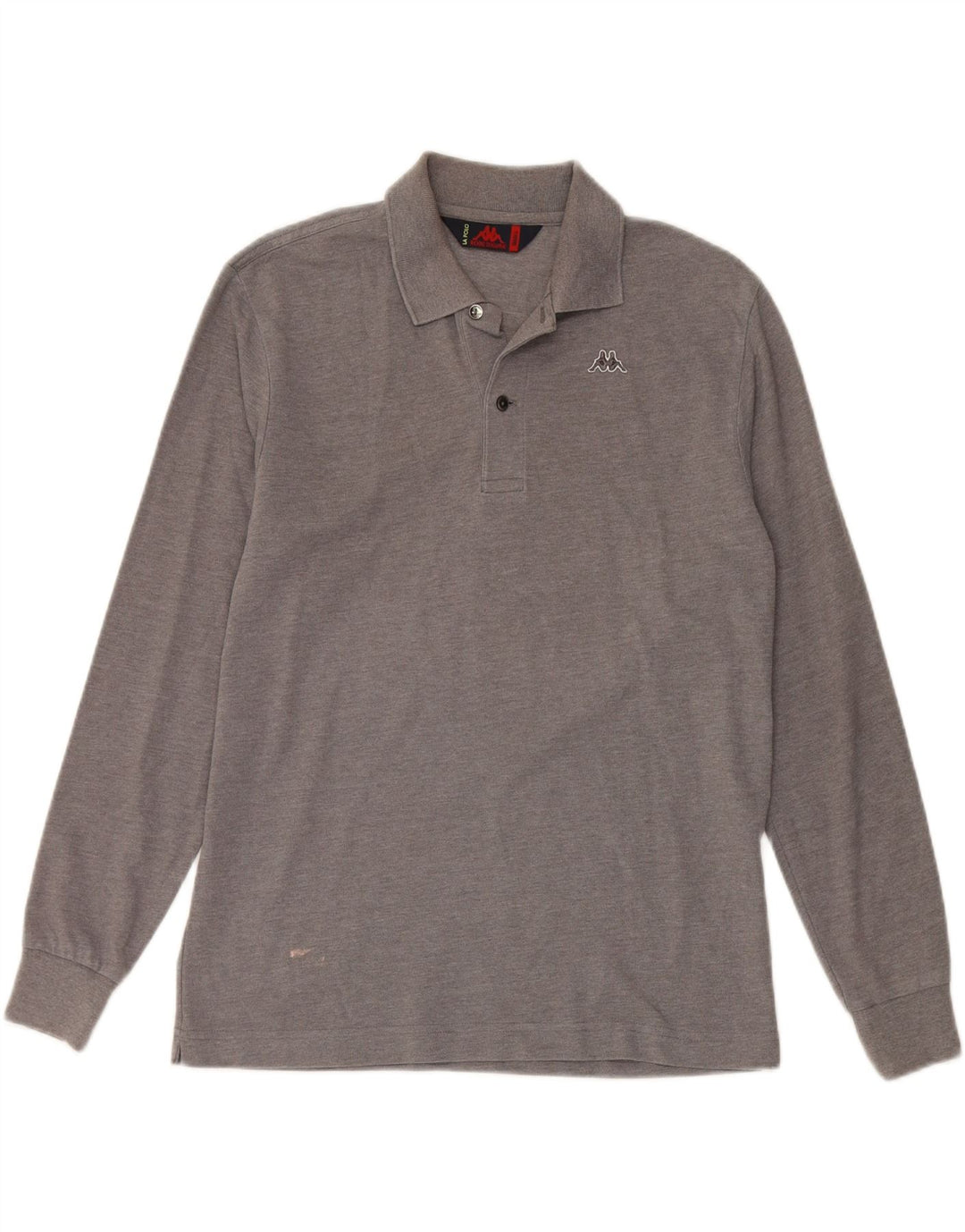 KAPPA Mens Long Sleeve Polo Shirt Small Grey Cotton Vintage Kappa and Second-Hand Kappa from Messina Hembry 