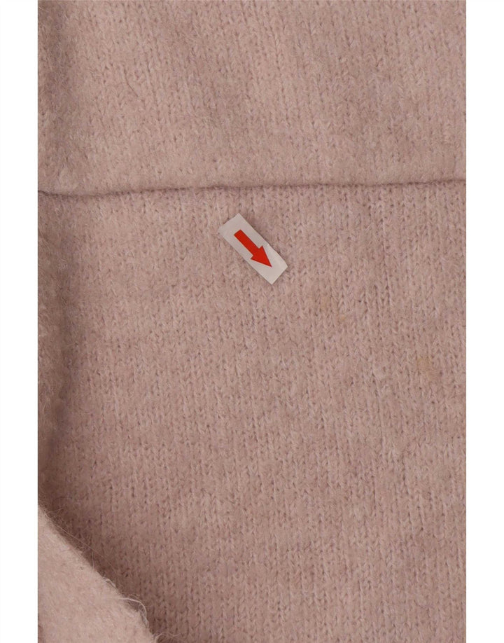 Zara Womens Longline Oversized Cardigan Sweater UK 10 Small Pink Polyester