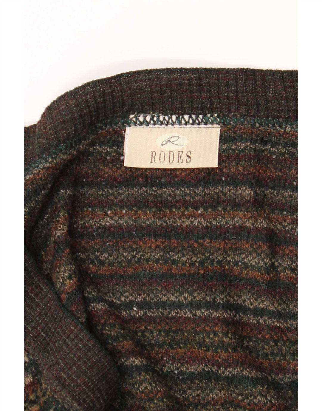 Rodes Herren-Cardigan-Pullover 2XL Braune geometrische Wolle