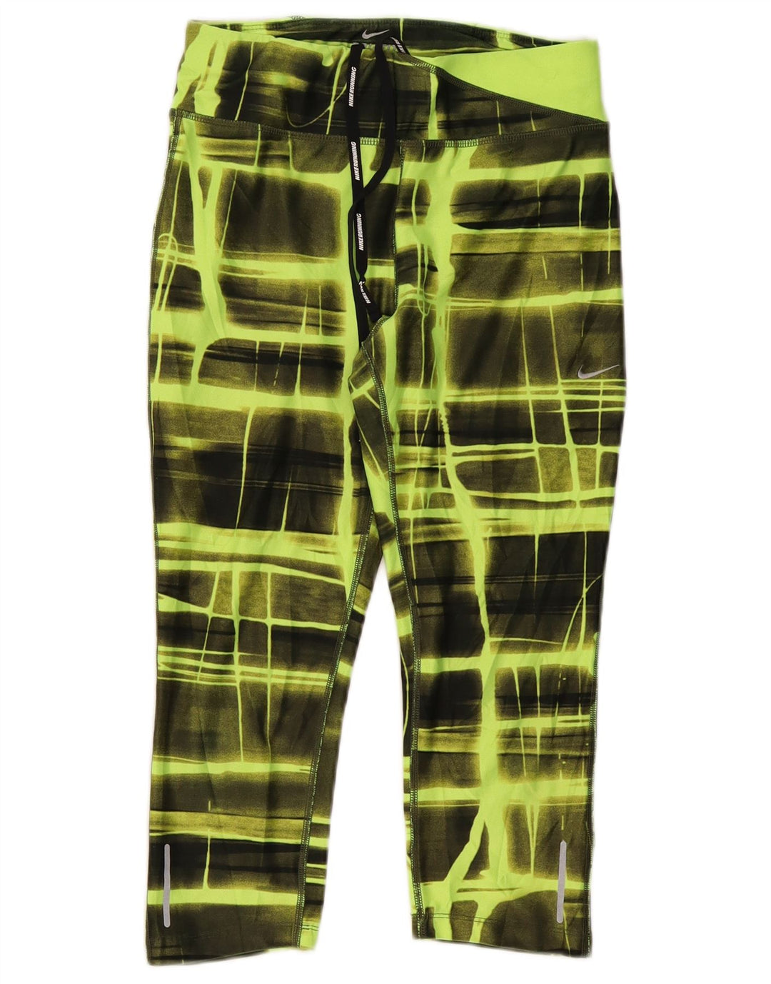 Nike Womens Dri Fit Tracksuit Trousers UK 8 Small  Green Check Polyester