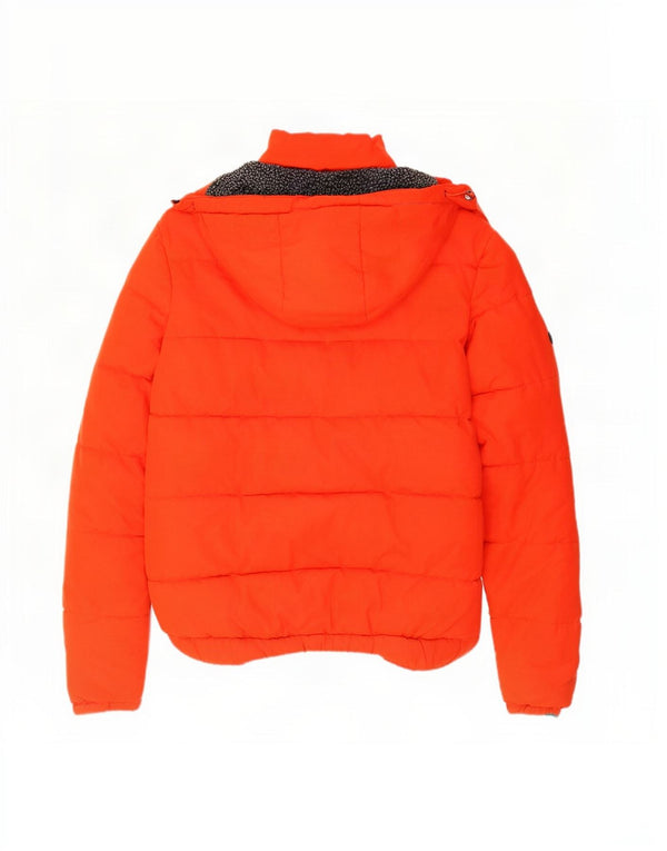 Superdry Mens Hooded Padded Jacket UK 38 Medium Orange Polyester