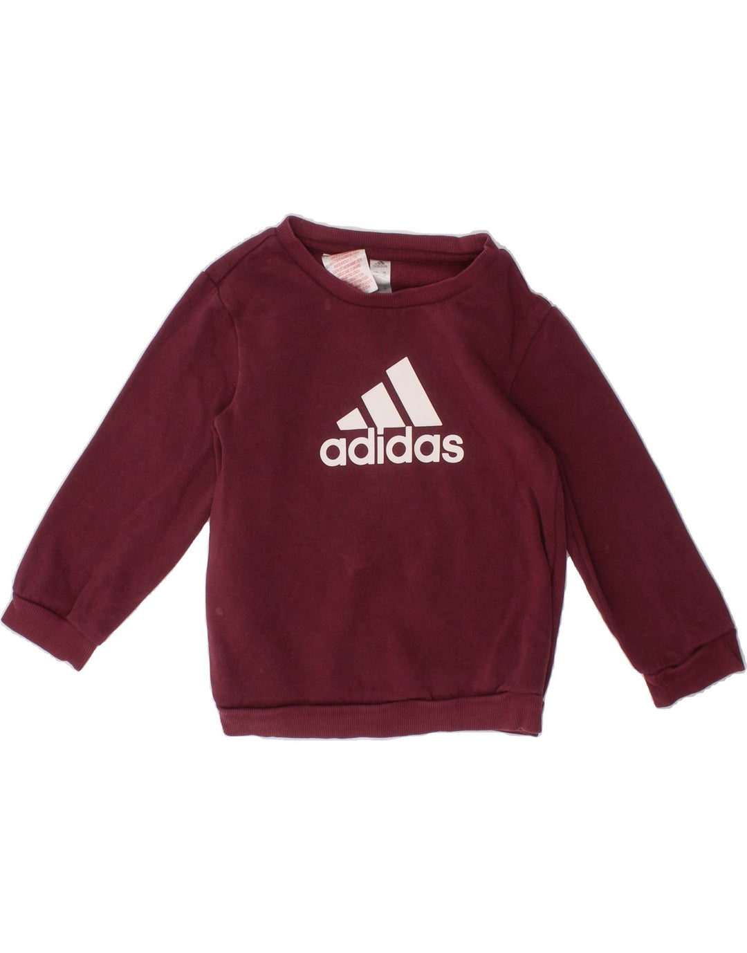 ADIDAS Girls Graphic Sweatshirt Jumper 2-3 Years Burgundy Cotton Vintage Adidas and Second-Hand Adidas from Messina Hembry 