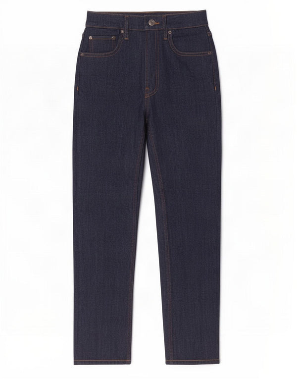 Zara Dame Højtaljede Straight Jeans EU 36 XS W26 L27 Marineblå Bomuld