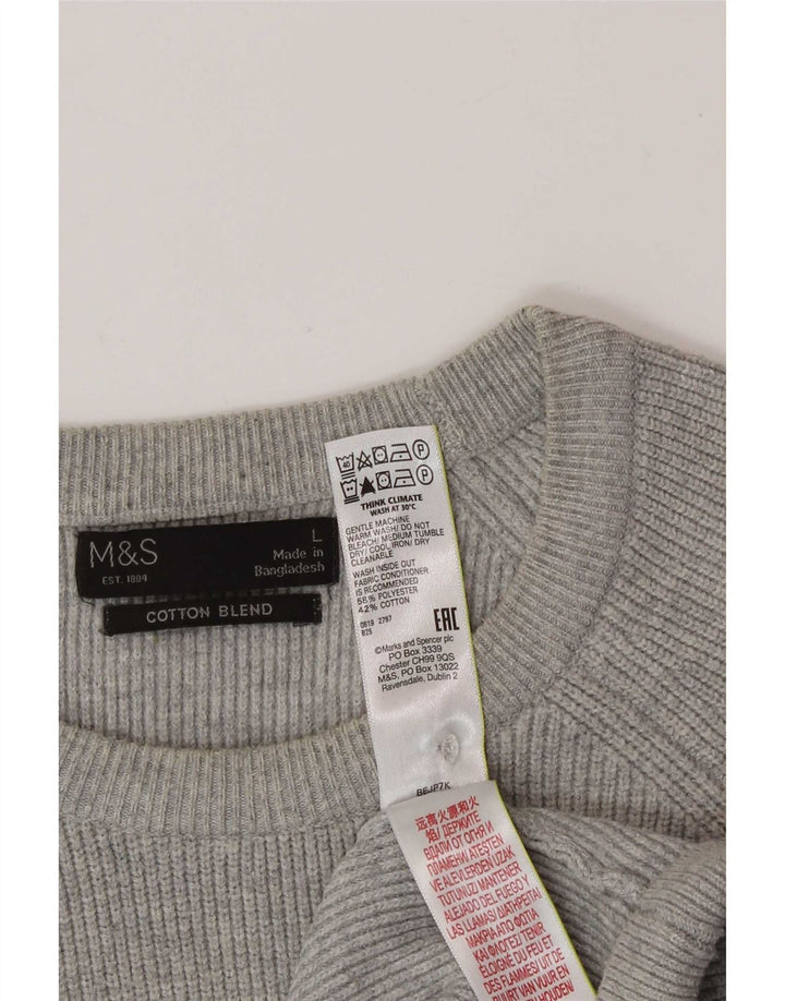 Marks & Spencer Pull col rond pour homme Large Gris Polyester