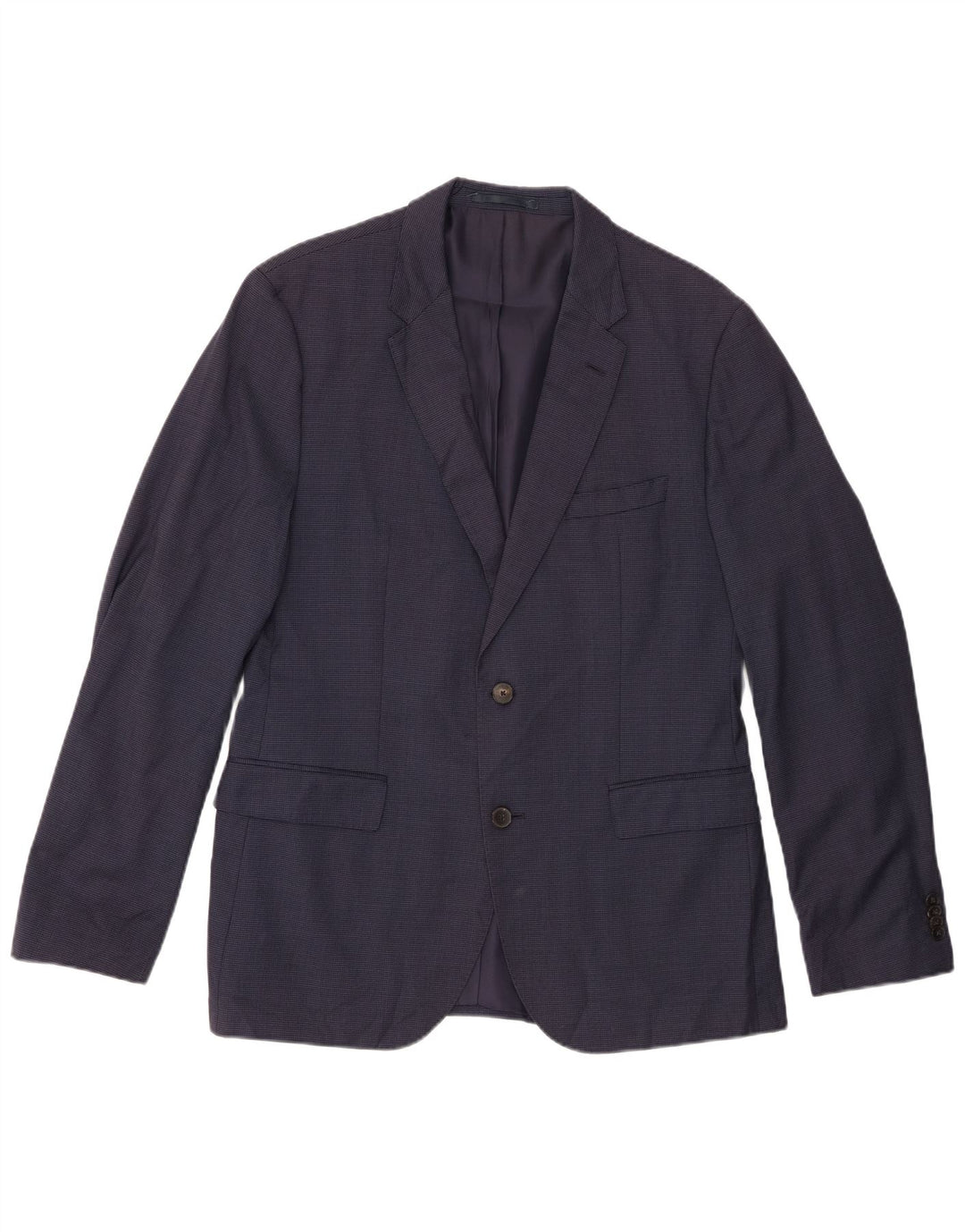 HUGO BOSS Mens 2 Button Blazer Jacket EU 52 XL Navy Blue Check Wool