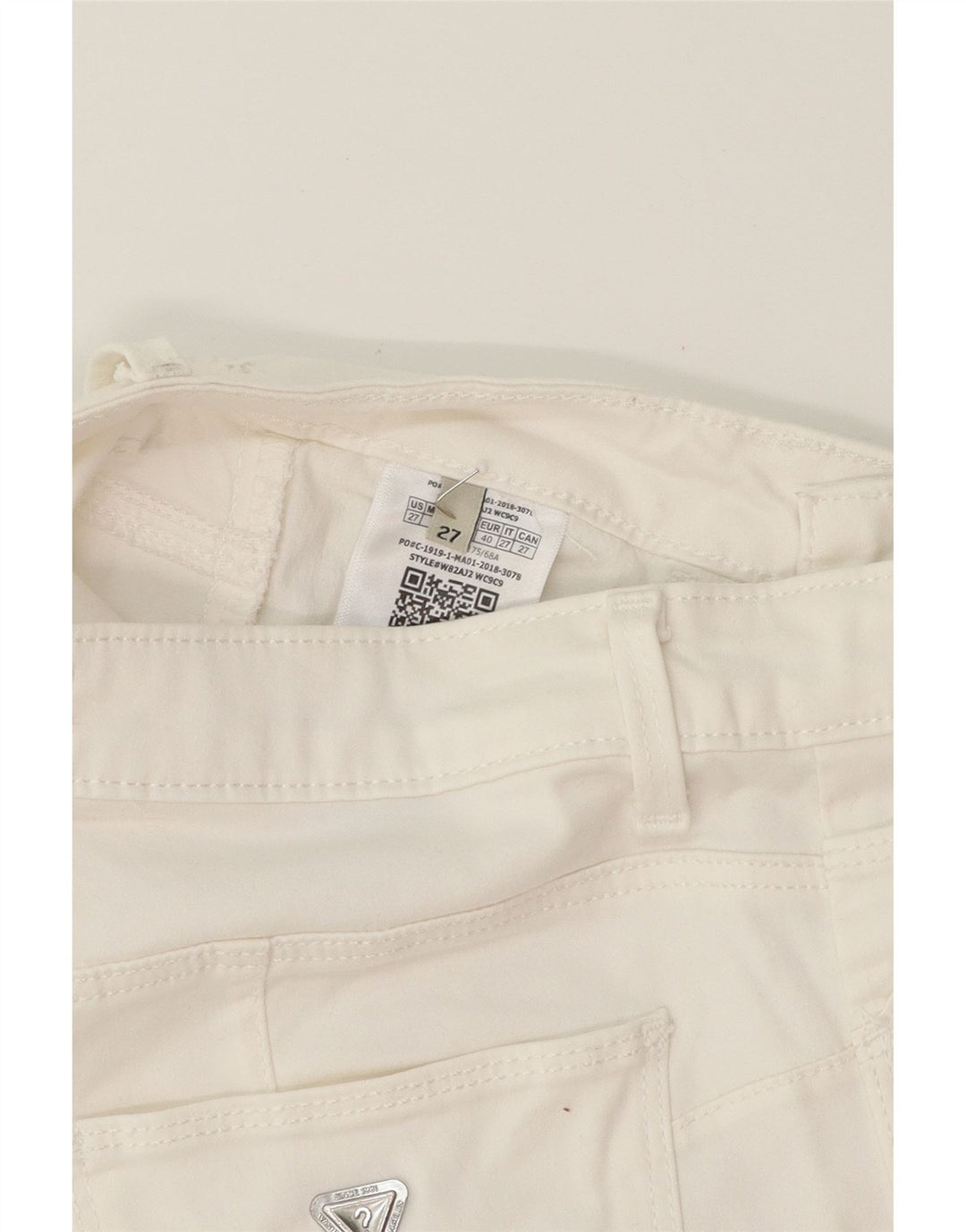 GUESS Womens Slim Capri Trousers W27 L23 White Cotton Vintage Guess and Second-Hand Guess from Messina Hembry 