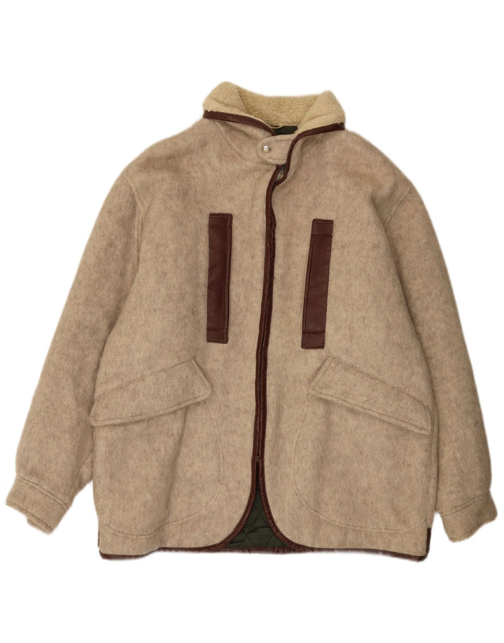 Cappotto vintage da uomo, vestibilità ampia, giacca a vento, UK 38, beige medio