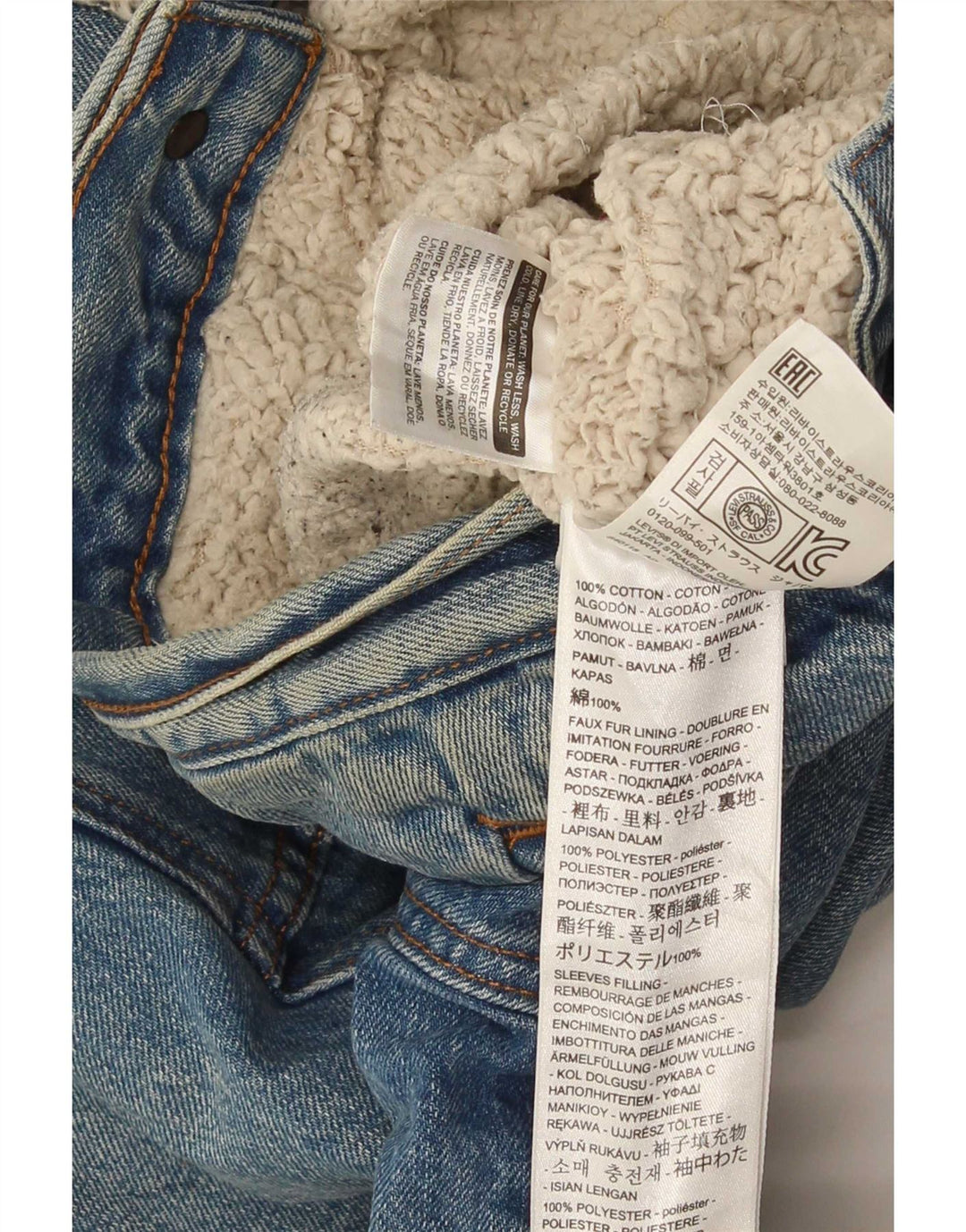 Levi's Mens Sherpa Denim Jacket UK 40 Large Blue Cotton