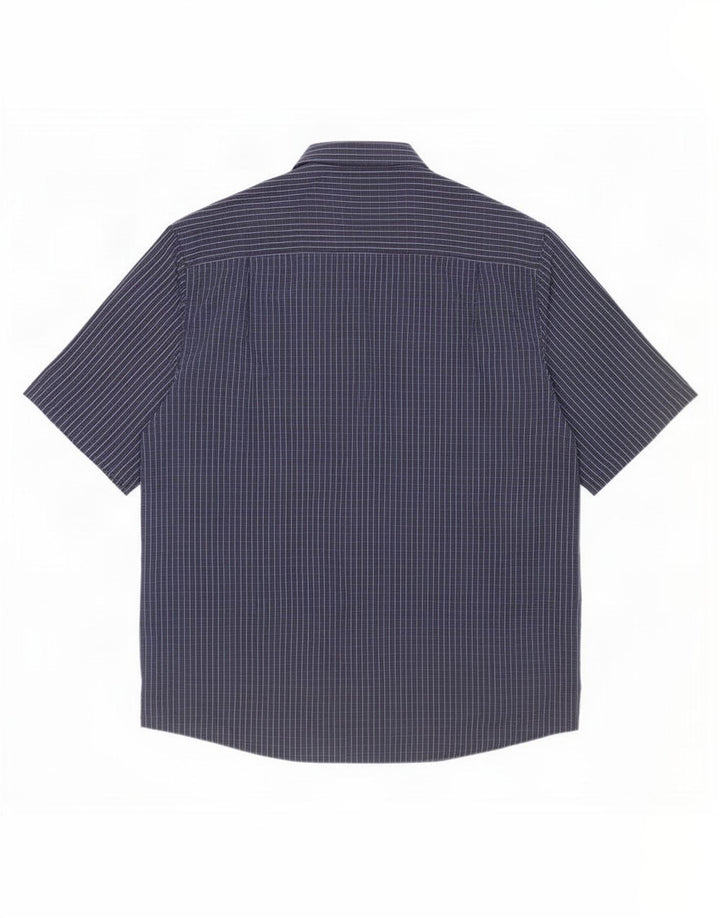 James Pringle Chemise à manches courtes pour homme 2XL Bleu marine à carreaux en polyester