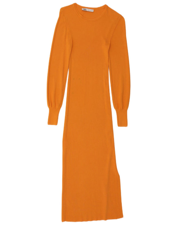 Zara Maxi-Pulloverkleid für Damen, Größe S, Orange, Viskose