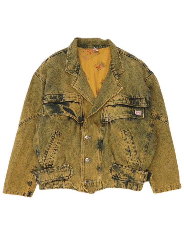 Ulfa Mens Loose Fit Denim Jacket UK 38 Medium Yellow Cotton 80s