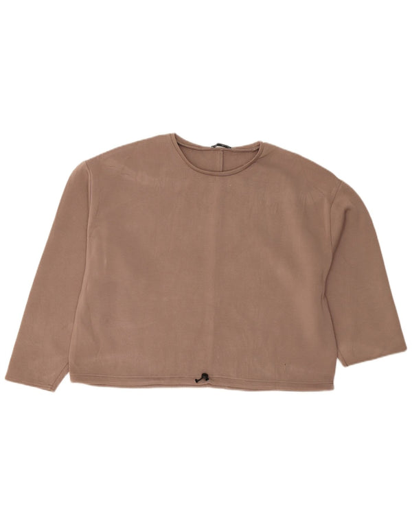 Zara Womens Crop Oversized bluse Top UK 18 XL Brun