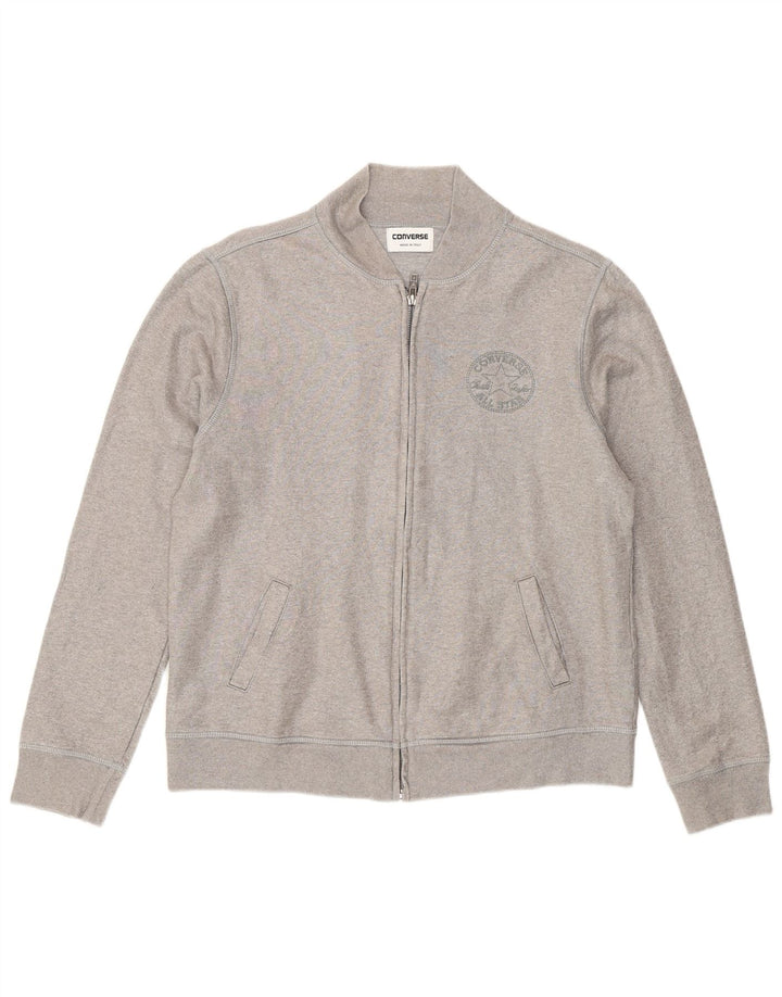 CONVERSE Womens Tracksuit Top Jacket UK 14 Large Silver Cotton