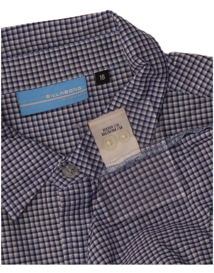 BILLABONG Boys Short Sleeve Shirt 15-16 Years Navy Blue Check Polyester