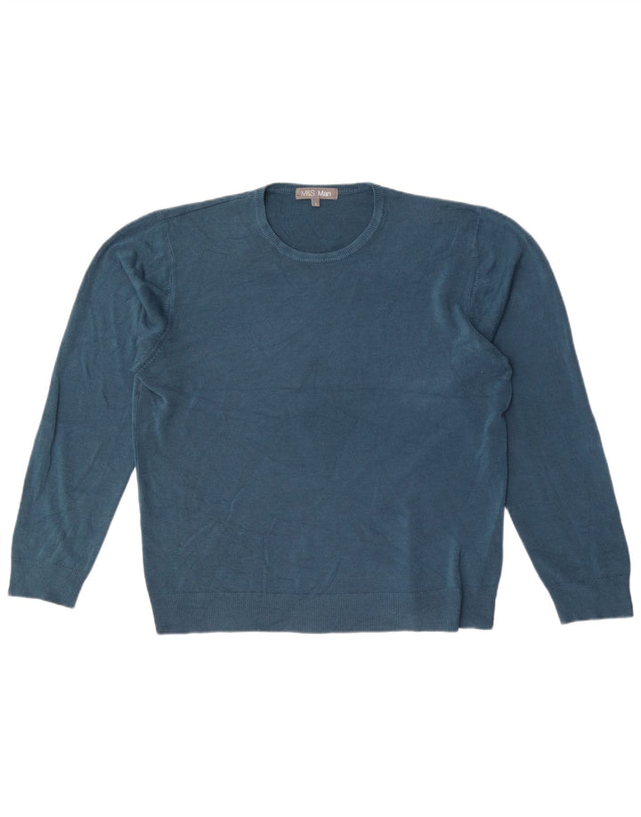 Marks & Spencer Herre sweater med rund hals, stor blå akryl