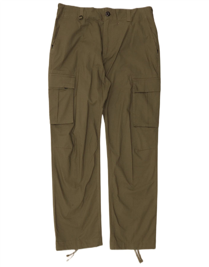 Nike Mens Straight Cargo Trousers W32 L30 Khaki Check Cotton