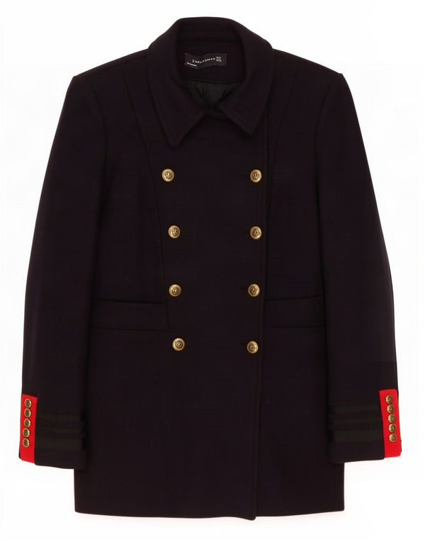 Jaqueta blazer feminina Zara com peito duplo Reino Unido 10 pequeno azul marinho