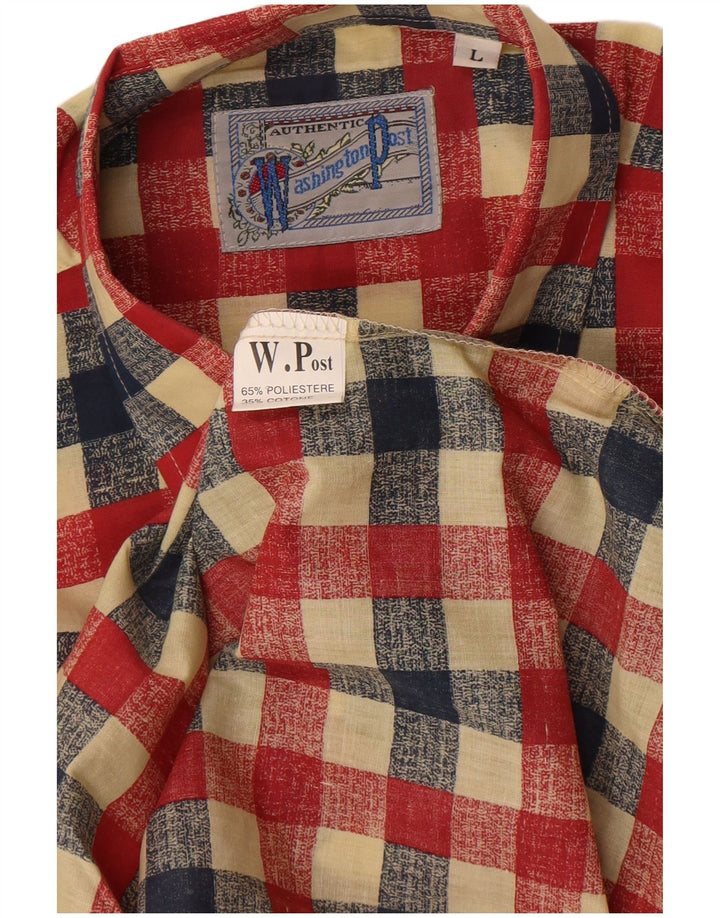 Vintage herreskjorte stor rød Gingham polyester