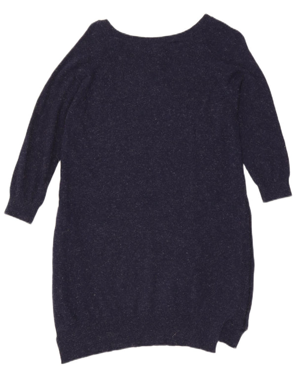 Fat Face Womens 3/4 Sleeve Jumper Dress UK 10 Small Navy Blue Flecked