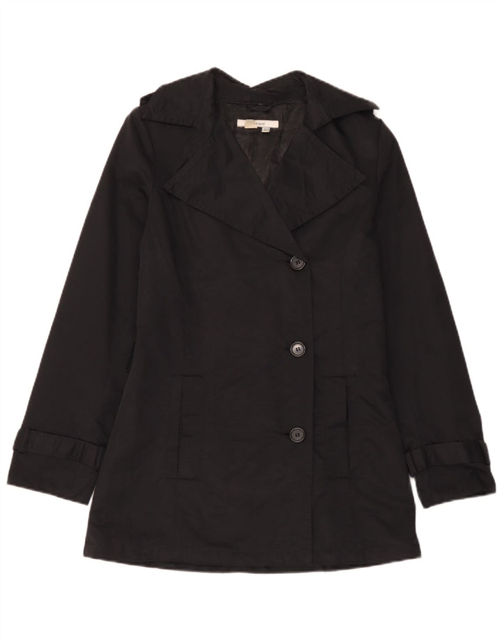 Zara Womens Trench Coat UK 12 Moyen Noir Coton