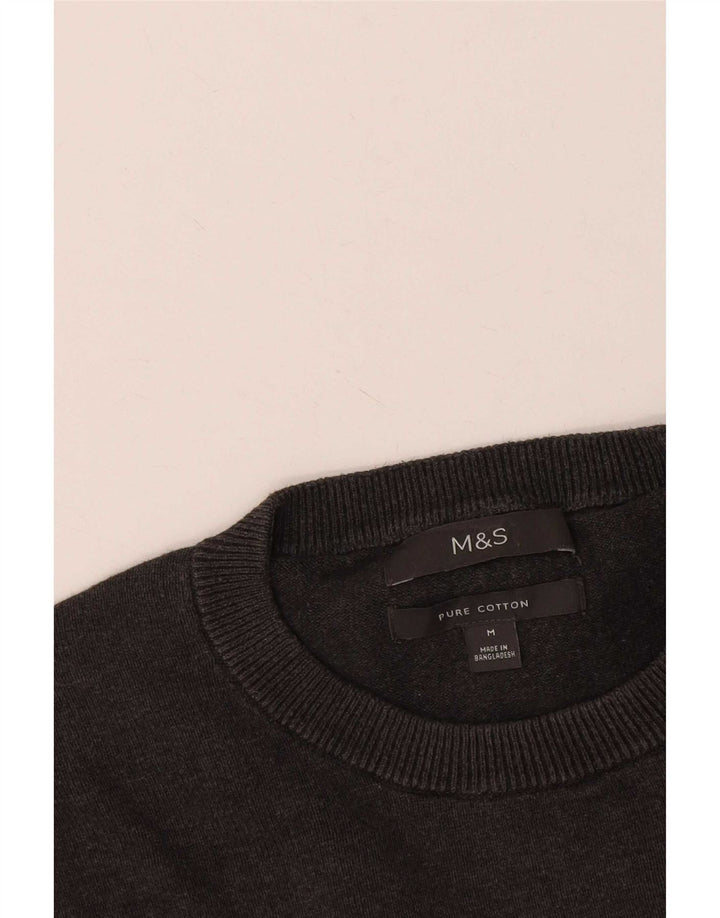 Marks & Spencer Mens Crew Neck Jumper Sweater Medium Grey Cotton