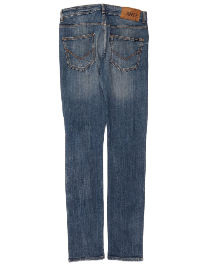 Rifle Womens Distressed Slim Jeans W30 L33 Blue Cotton