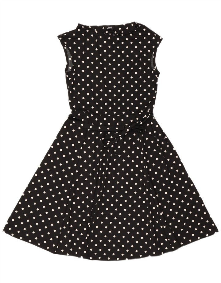 Wallis Womens Sleeveless A-Line Dress UK 12 Medium Black Polka Dot