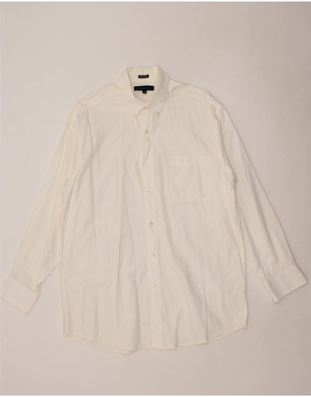 TOMMY HILFIGER Mens Regular Fit Shirt Size 16 Large Off White Cotton Vintage Tommy Hilfiger and Second-Hand Tommy Hilfiger from Messina Hembry 