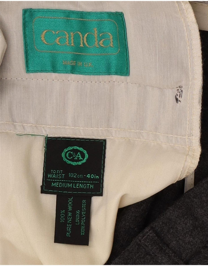 C&A Mens Canda Regular Casual Trousers W40 L31 Grey New Wool